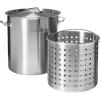 imageGasOne Stainless Steel Stockpot with Basket  36qt Stock Pot with Lid and Reinforced Bottom  HeavyDuty Cooking Pot for Deep Frying Turkey Frying Beer Brewing Soup Seafood Boil  Satin FinishStockpot